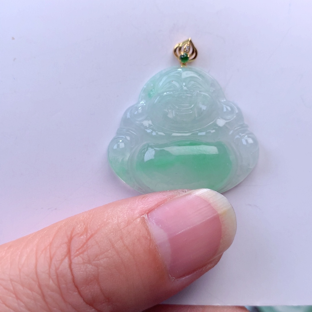 翡翠吊坠(不含链)18K金镶嵌