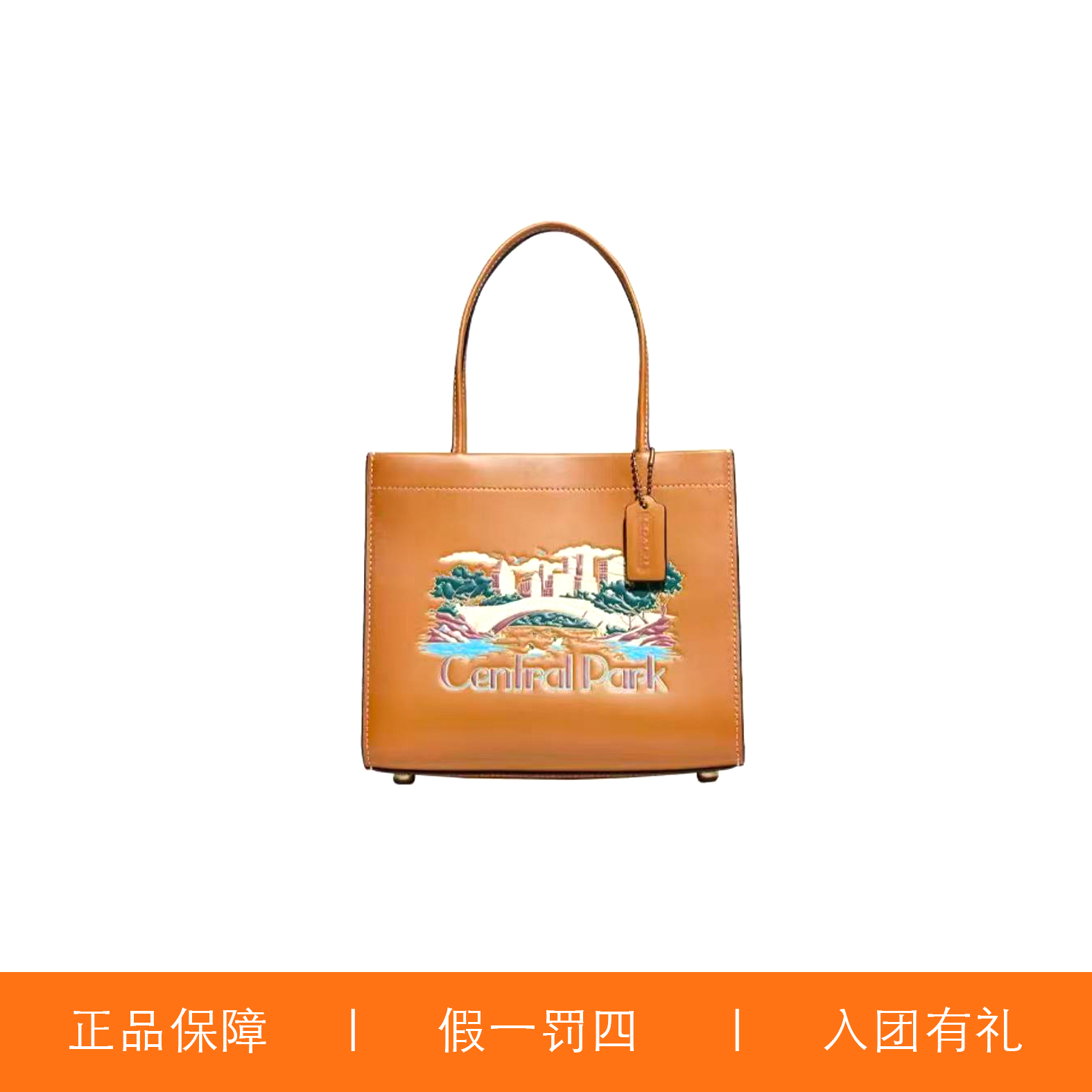 95新 COACH/蔻驰 蔻驰黄色印花方托包/X5015/22X20X12