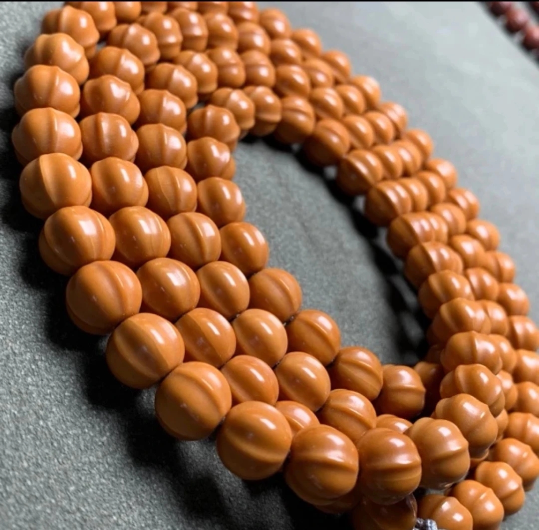 猴头核桃雕刻四花鲨鱼脖挂108颗 尺寸11+mm 文玩好物