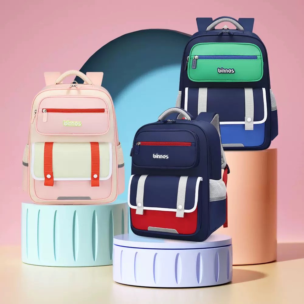 正品【阳光8点-宾尼斯】1-6年级男女孩儿童护脊设计减负轻书包