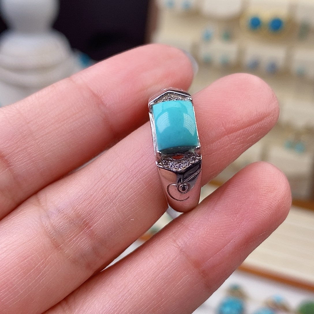绿松石戒指银S925镶嵌