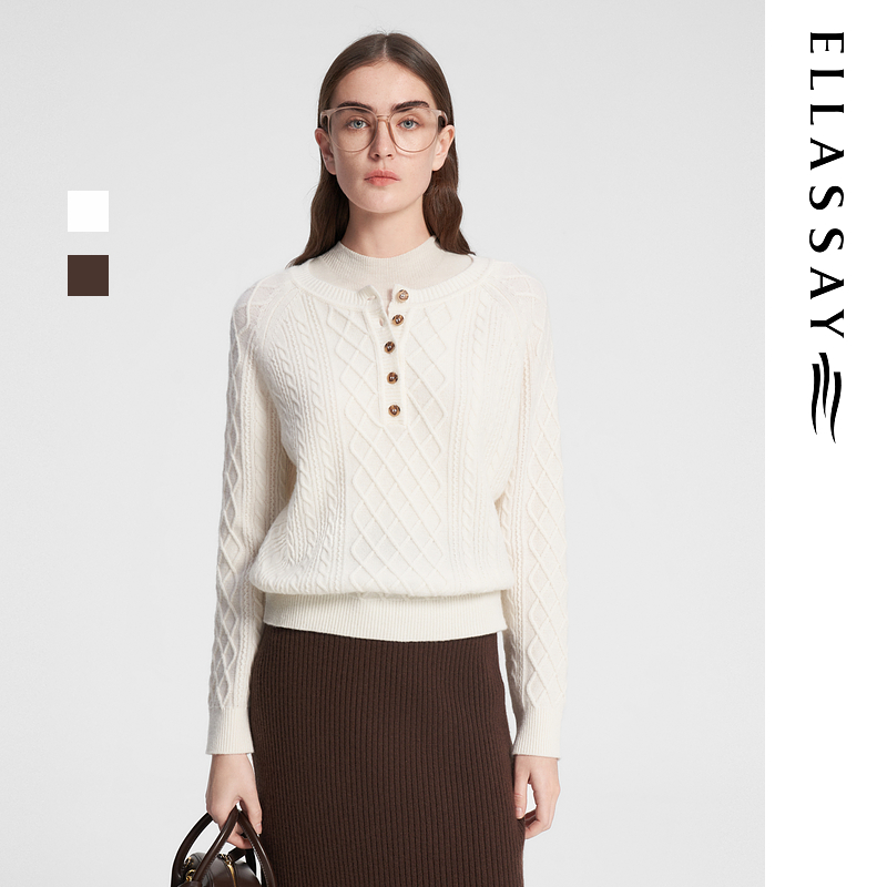 ELLASSAY歌力思2025秋冬新款时尚百搭风毛针织衫女EWW354M02700