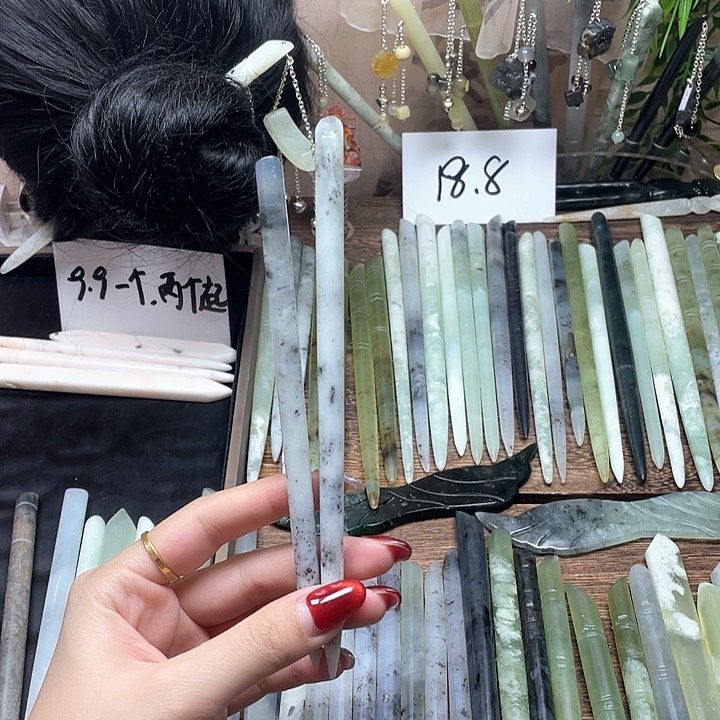 蛇纹石玉发饰合金