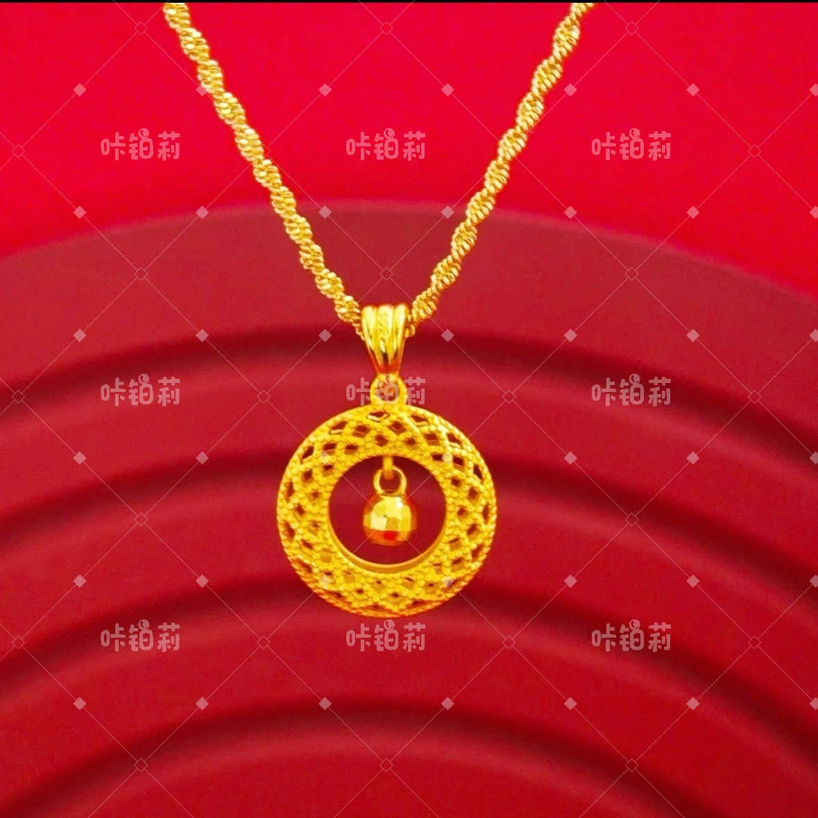 镀K金平安扣坠链织梦网镂空设计不掉色百搭项链X-163