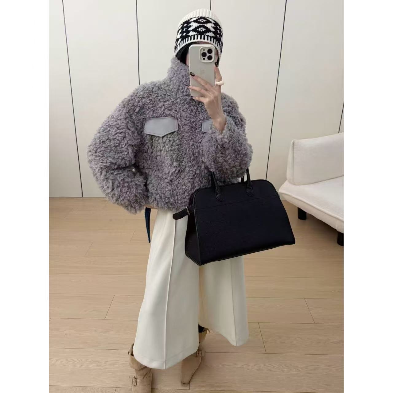 HENIMAN/恒依曼新款秋冬百搭 毛毛一体短外套7725