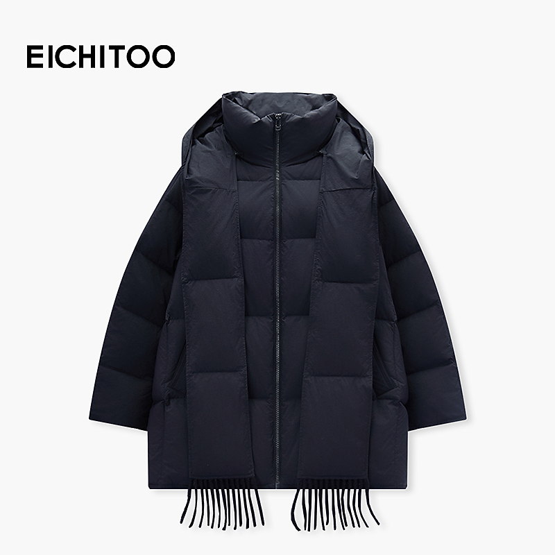 爱居兔围巾领羽绒服2025年冬季新款女中长款保暖外套EWRAJ4Q083A