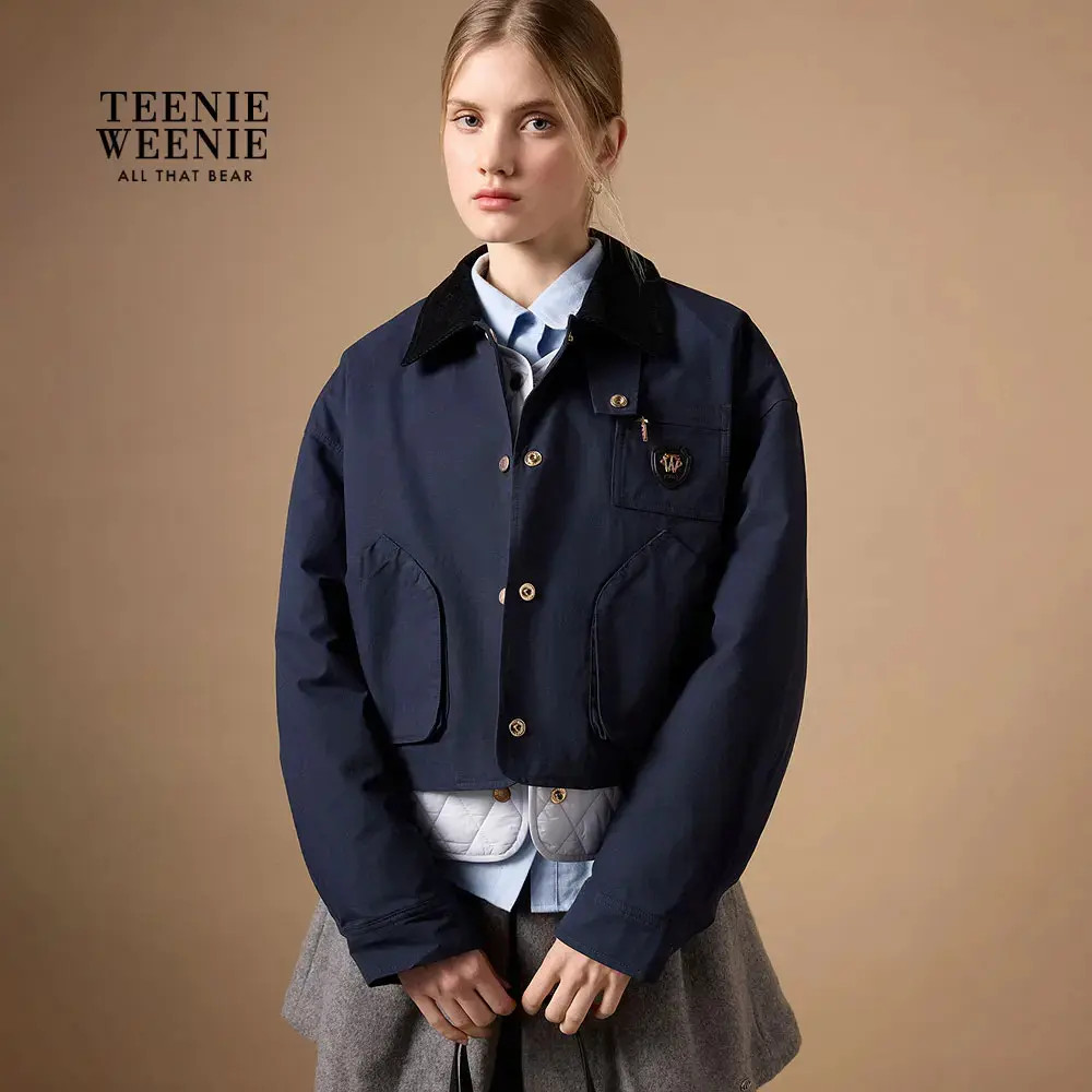 TeenieWeenie小熊棉服25复古时髦宽松巴恩风翻领外套TTJP254TW1A