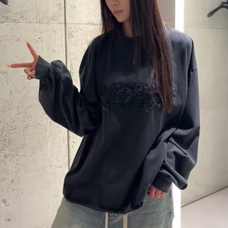 字母反车长袖T恤重磅可乐原版圆标宽松大版男士纯棉休闲百搭情侣