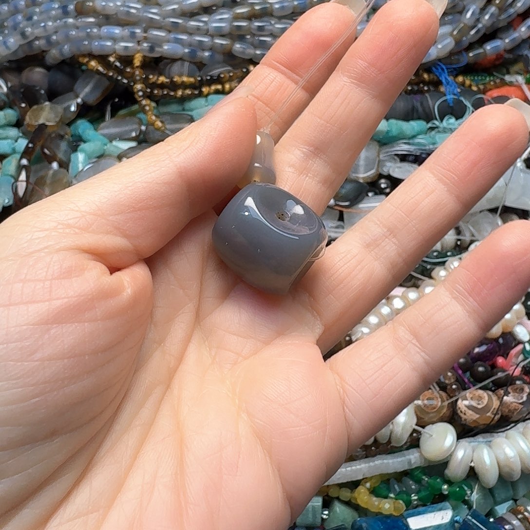 玛瑙/玉髓合金珠宝半成品一个19m烟灰玛瑙三通