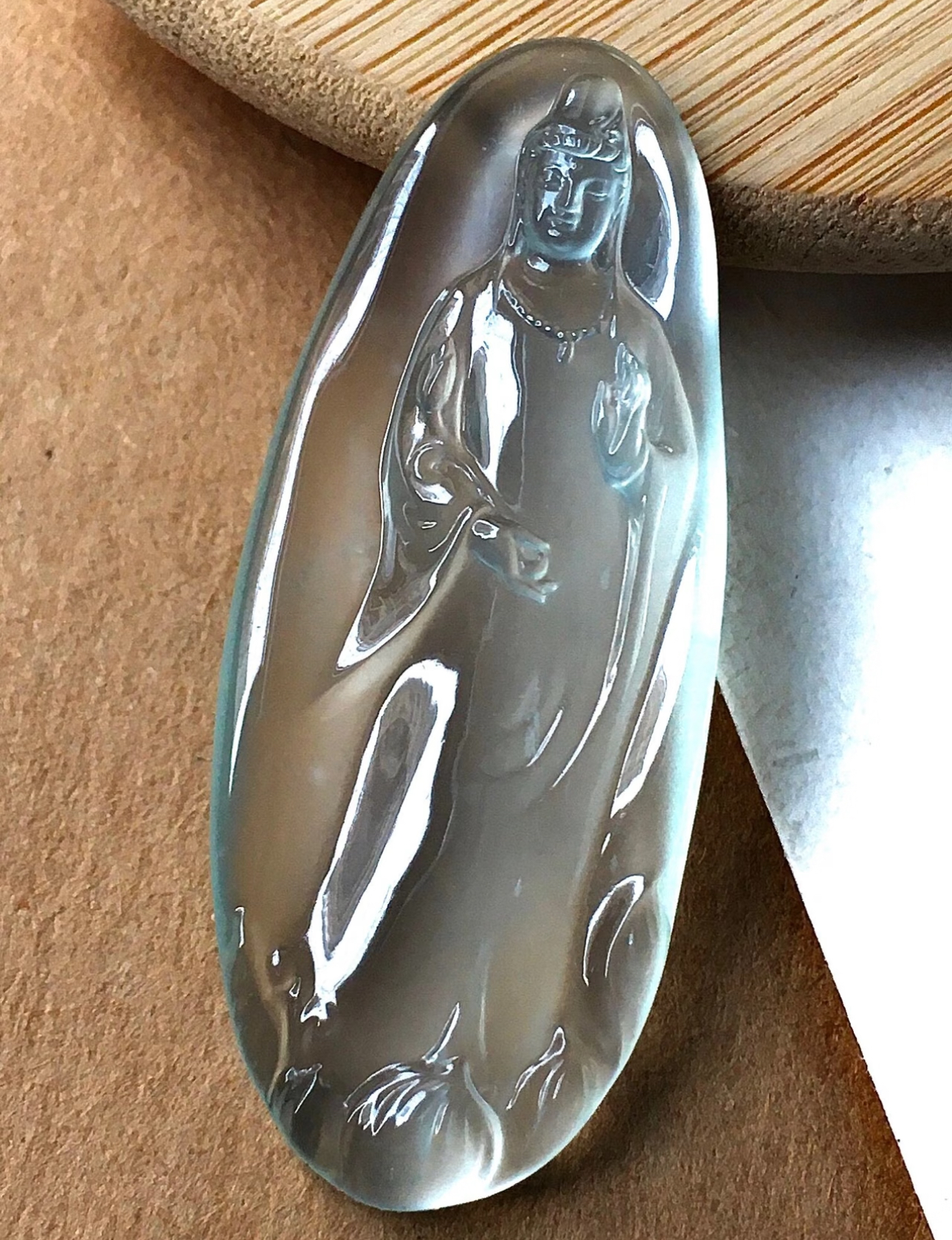 竹节叶子如意观音平安扣摆件私人定制