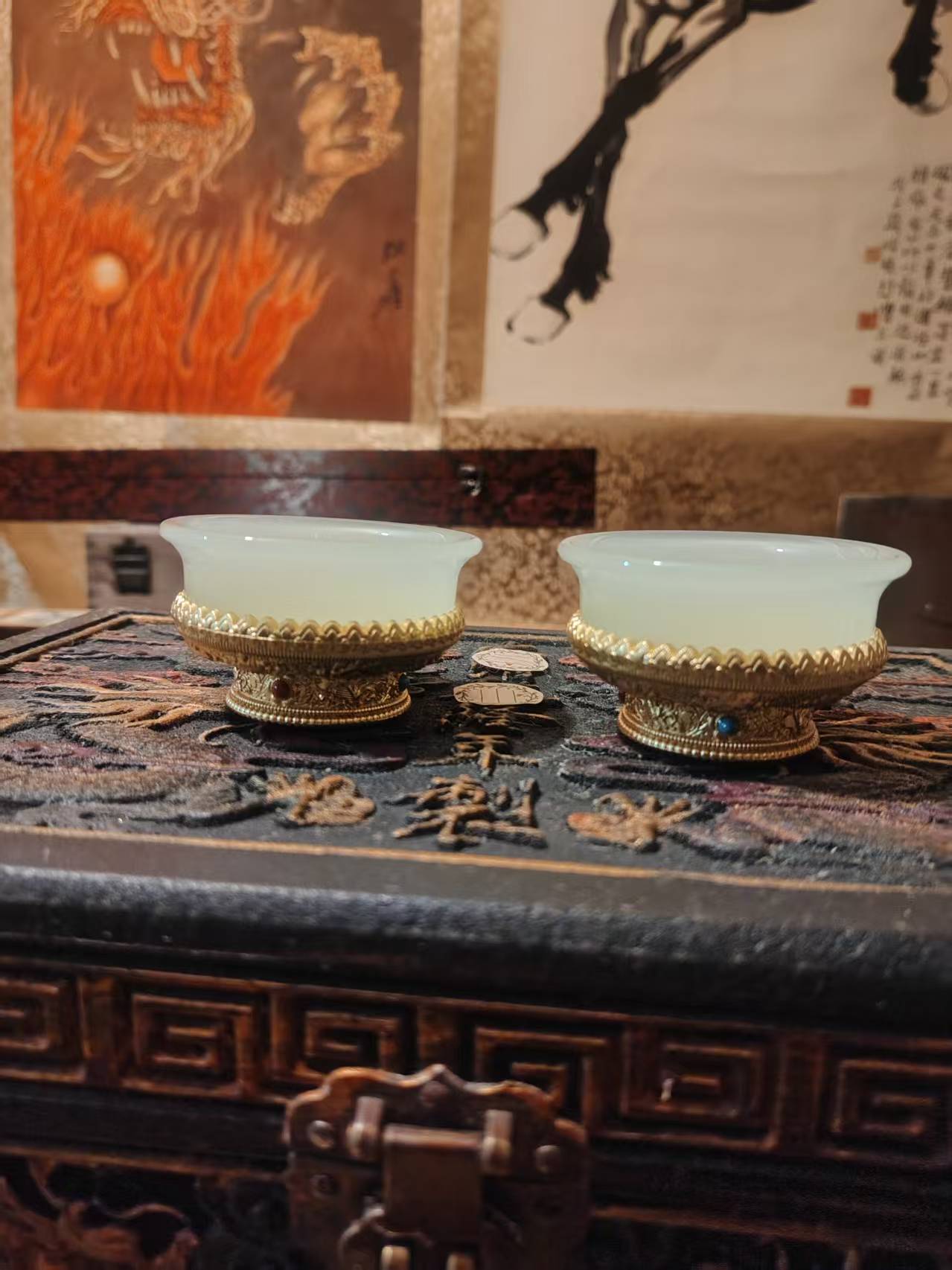 供水杯一对（流水摆件）