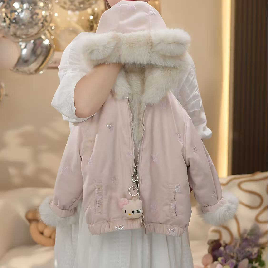 女童2025冬季新品洋气保暖加厚双面穿外套YY983