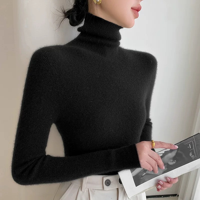 艾琳/2025新款秋冬针织衫女加厚高领毛衣修身针织衫内搭打底衫  