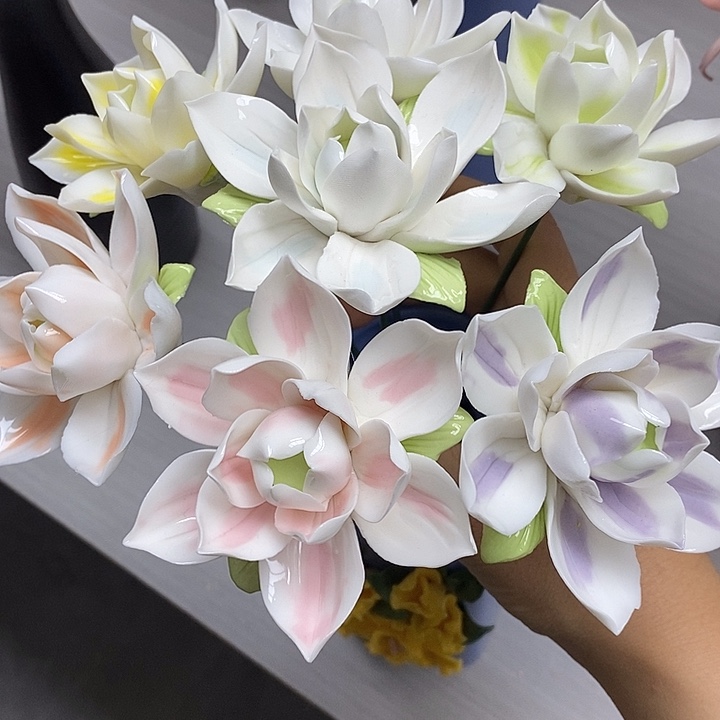 陶瓷陶瓷材料7朵茉莉花