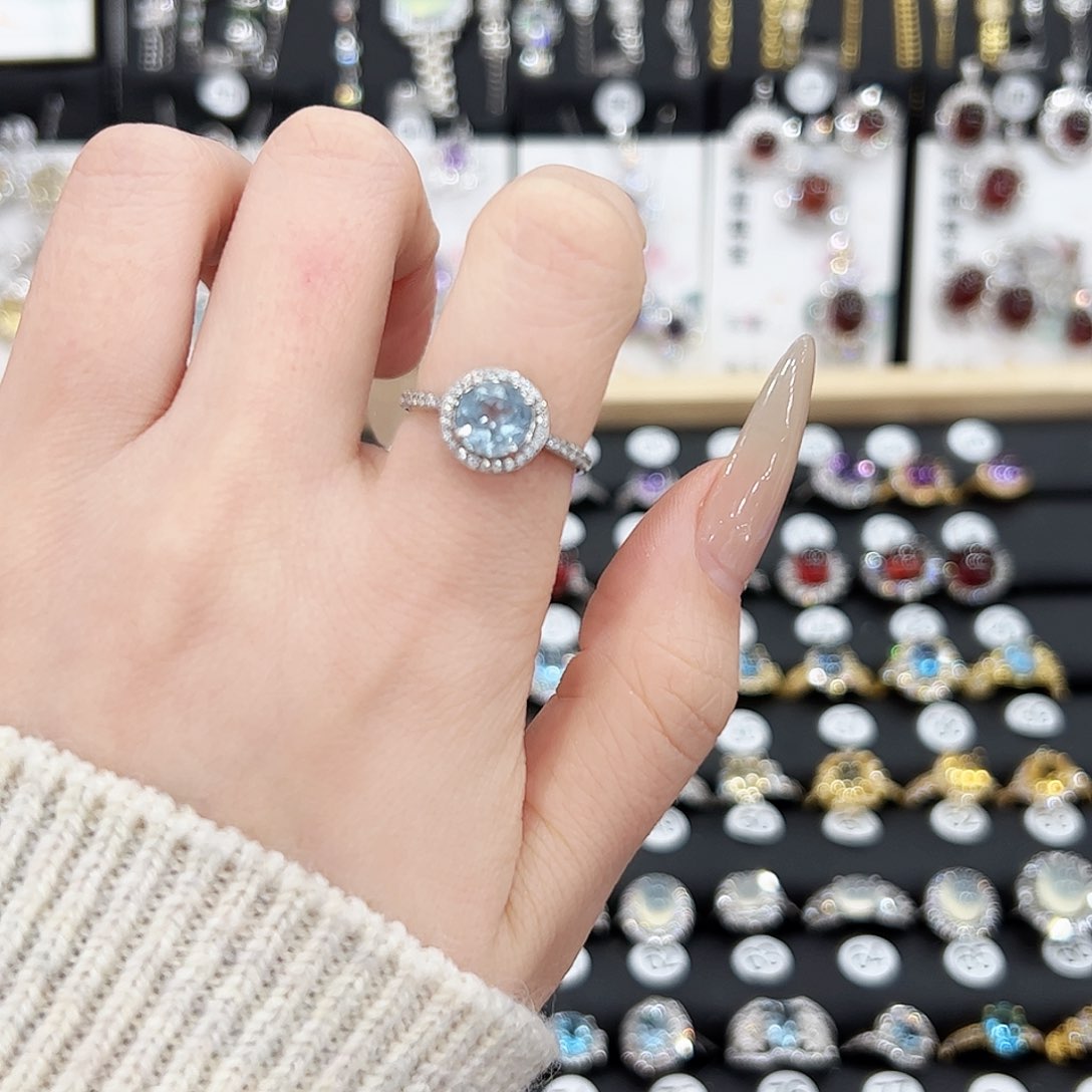 托帕石戒指银S925镶嵌戒指