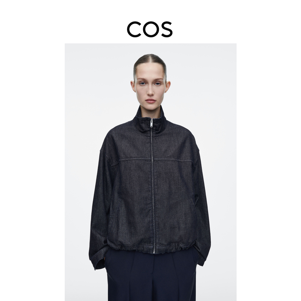 COS女装 宽松版型丹宁飞行员夹克靛蓝色2025春季新品1260915001
