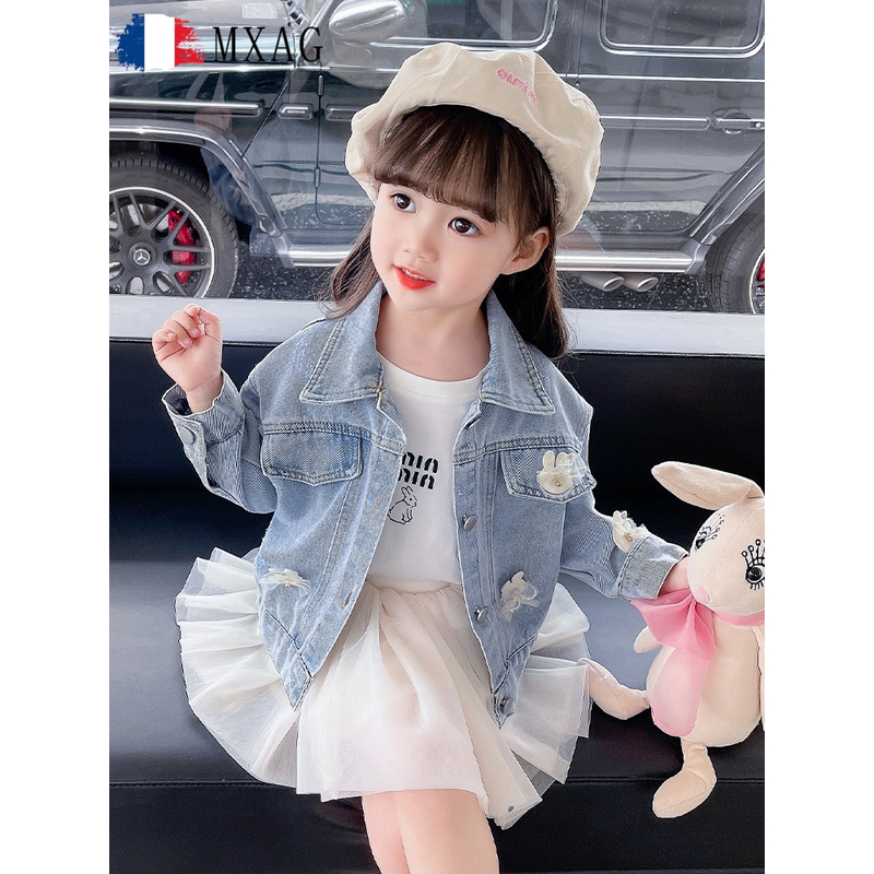 女童牛仔外套春秋2025新款中小童韩版洋气秋装2025新款儿童薄款夹
