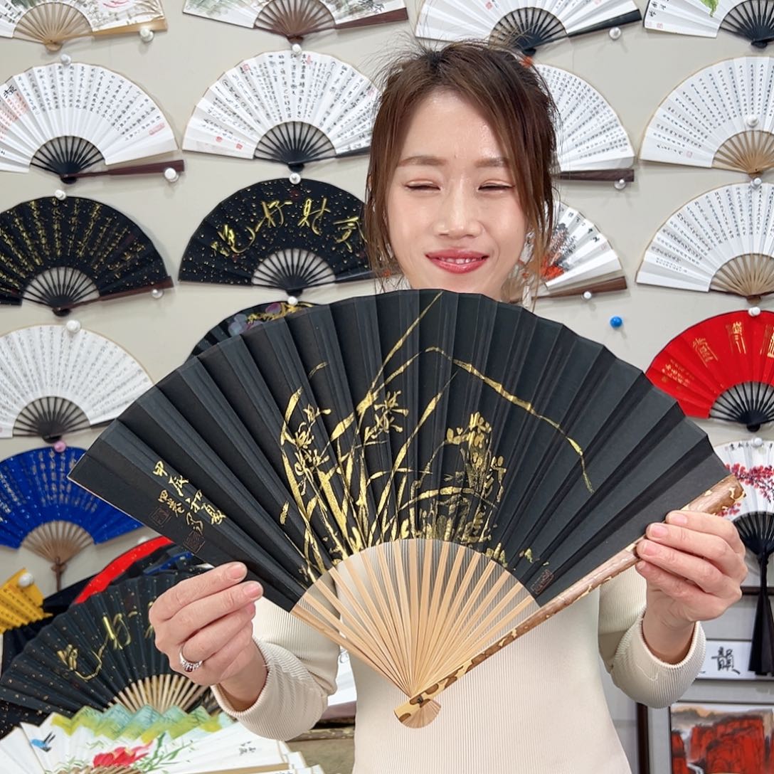 书法梅妃95寸-文玩扇-手写-粘好发出