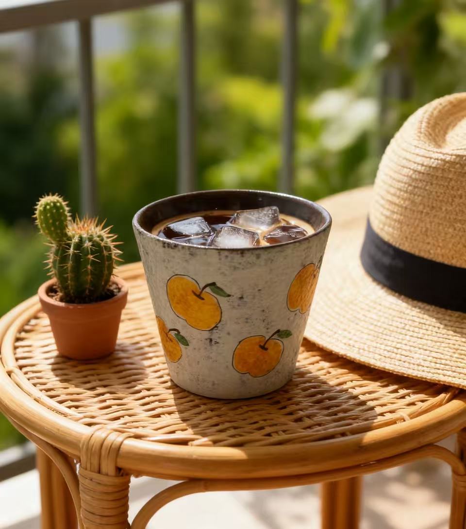 手作黄橘手绘杯主人杯功夫茶家杯复古设计喝水杯日式猪口杯MB074