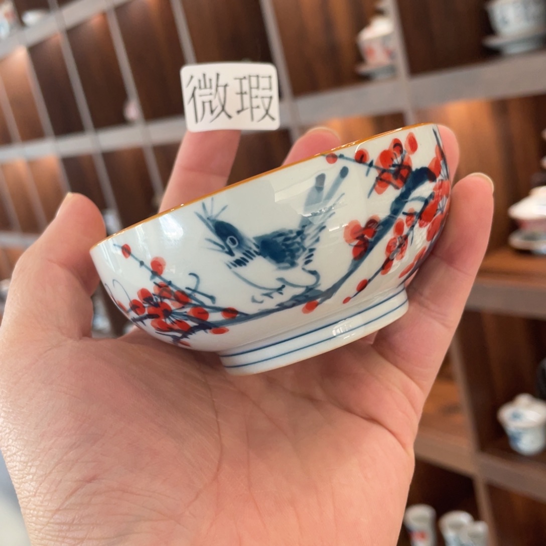 釉下手绘茶具微瑕