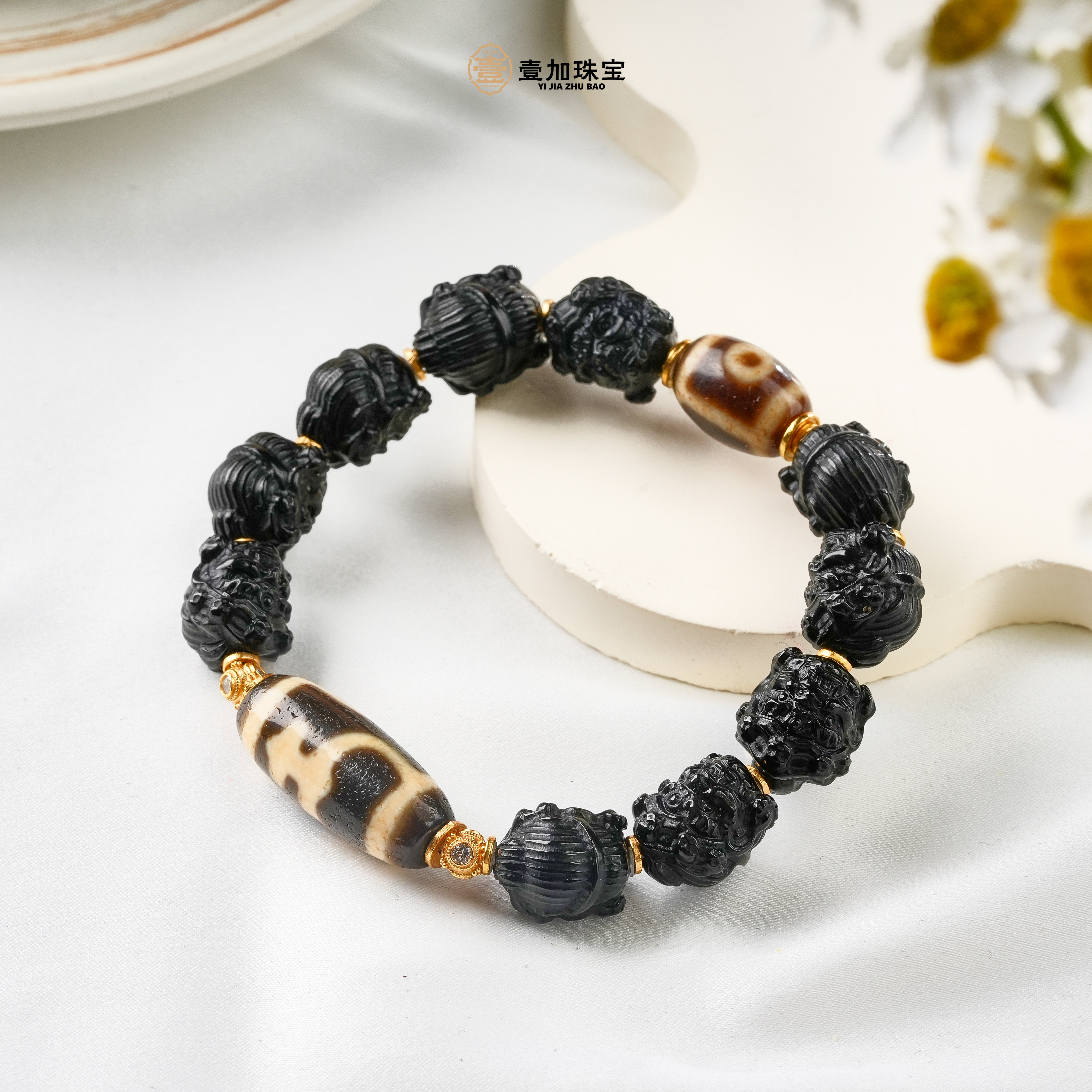 壹加师姐 | 手工设计大黑天宝瓶玛瑙手串多样性发一6591g