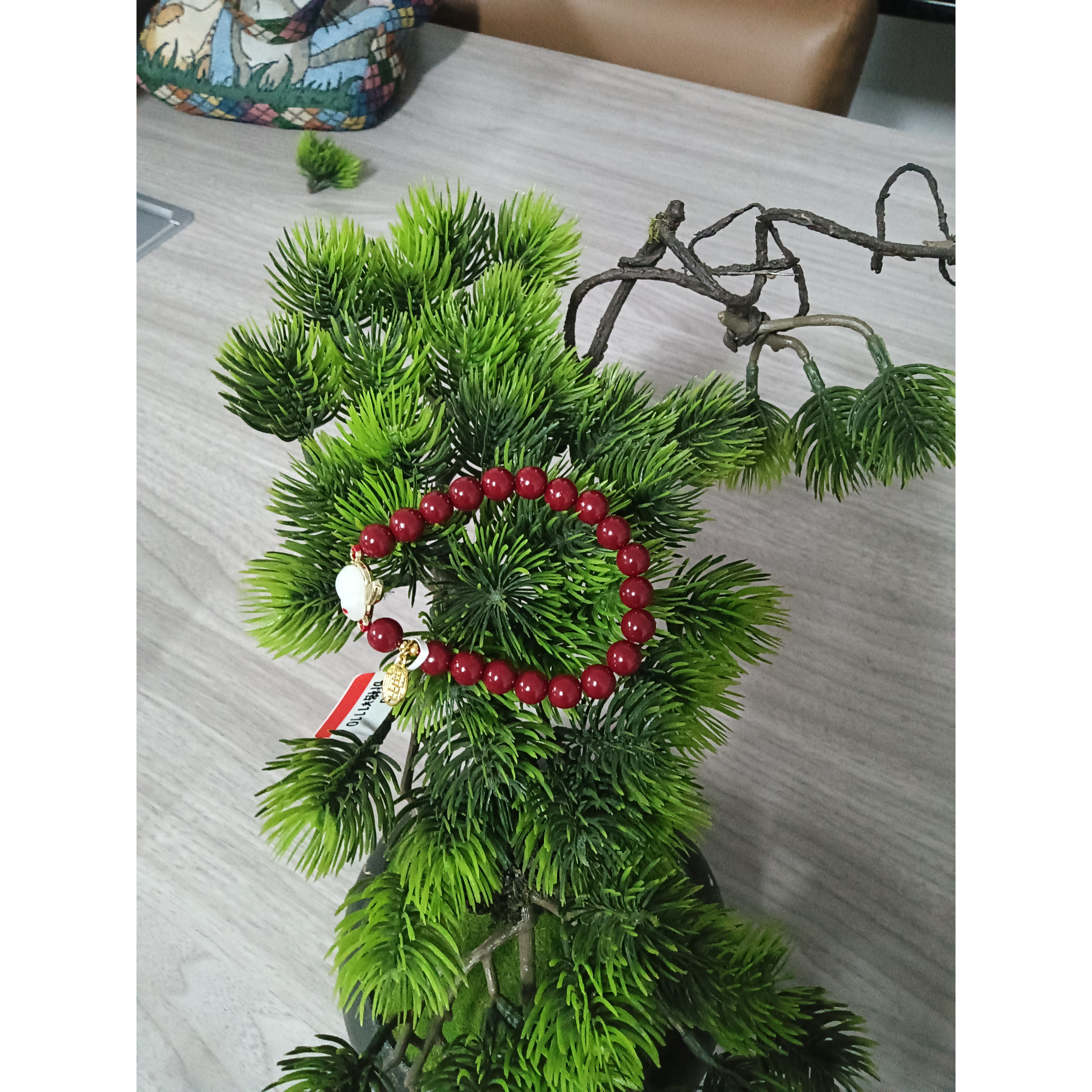 天然辰砂辰砂带吊坠手串K150