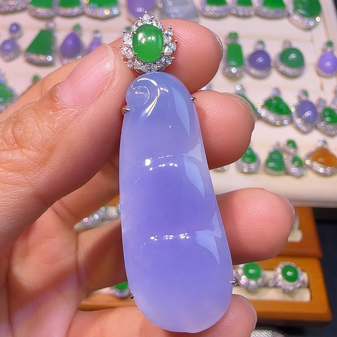 翡翠18K金镶嵌吊坠(不含链)