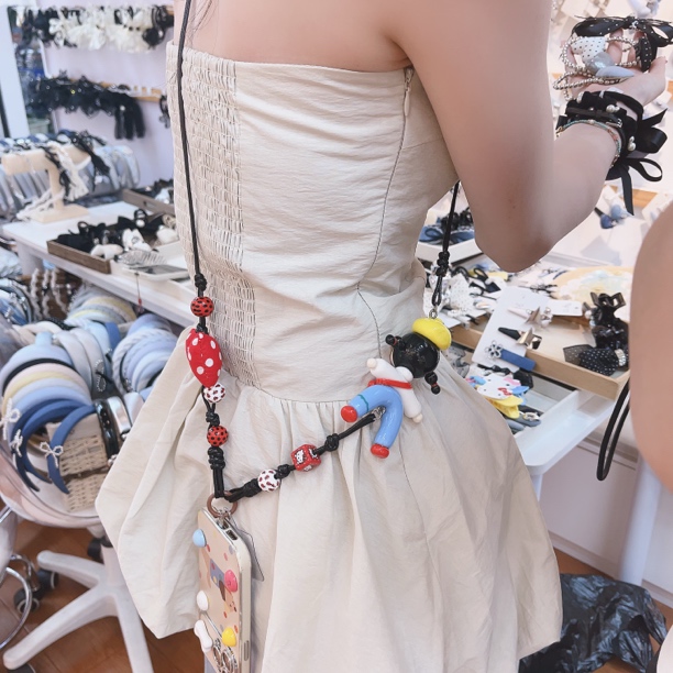 E289蓝色裤子多小妹长手机链