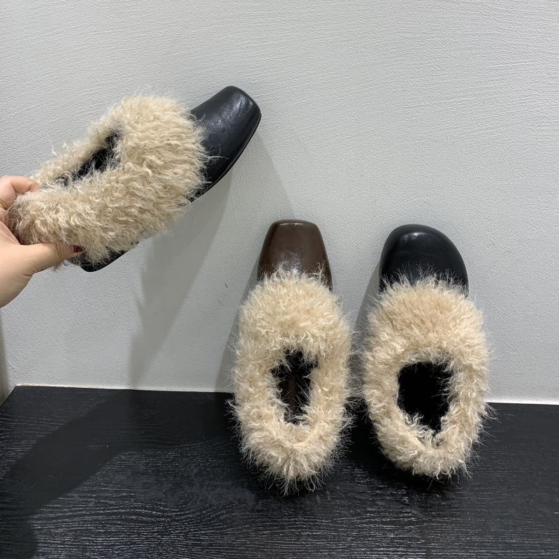 内增高毛毛鞋女外穿保暖加绒皮鞋女鞋秋冬一脚蹬单鞋雪地鞋1