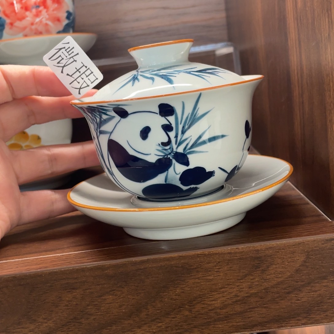 釉下手绘茶具微瑕