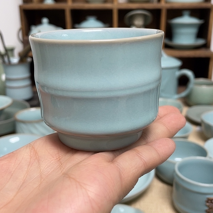 杯子朱金奇烧飞扬阁竹节杯微微瑕