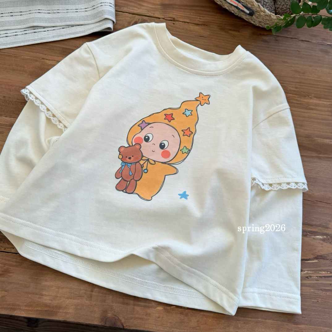 TY•春季棉T假两件～星星人