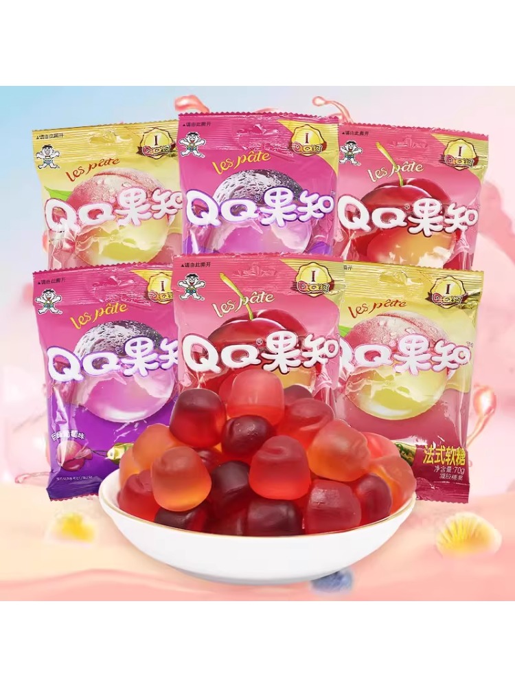 【只发新疆】旺旺QQ果知法式软糖70g阳山水蜜桃车厘子味糖果QQ糖