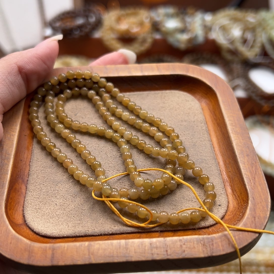 毛衣链未镶嵌和田玉珠串4mm