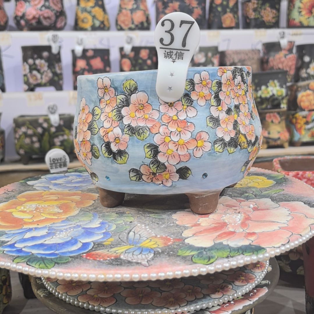 红泥花盆景德镇花盆