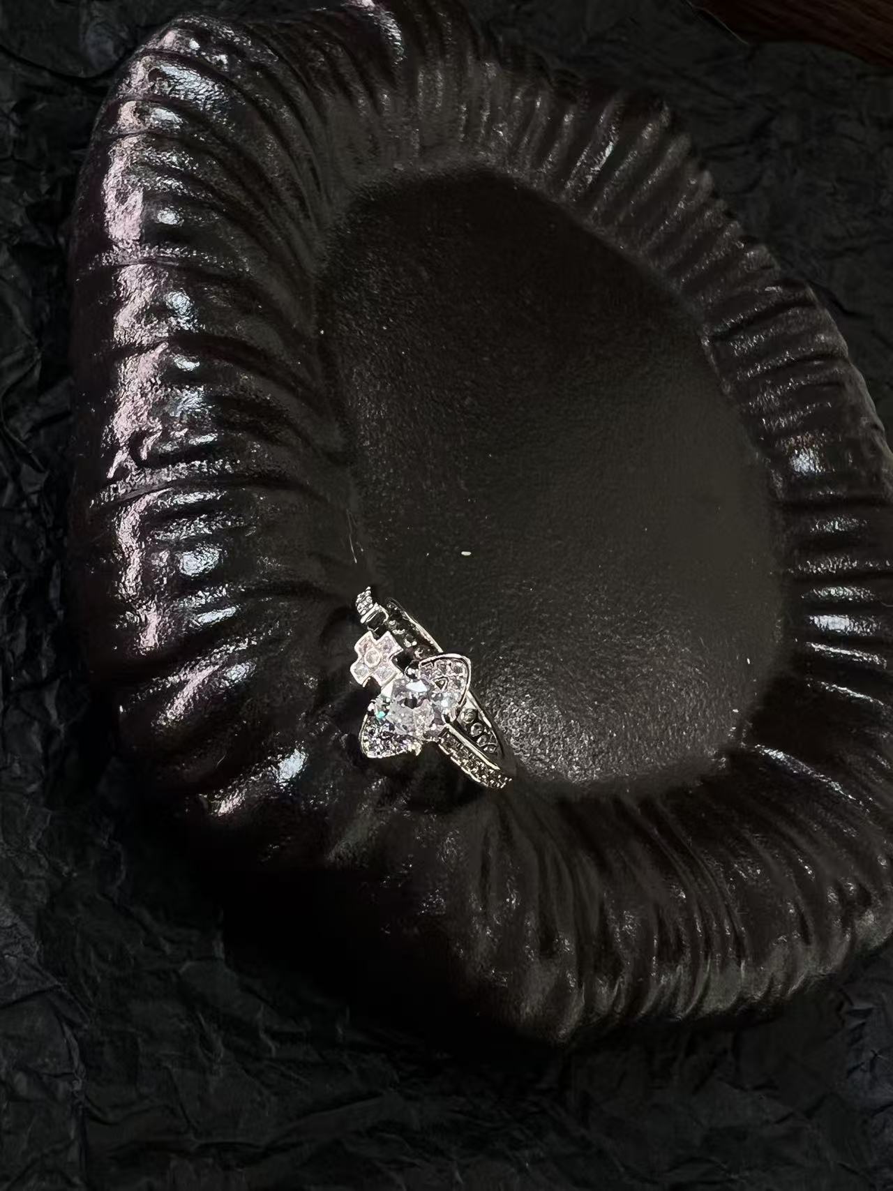 铜合金锆石戒指 星球几何镶锆戒指4013