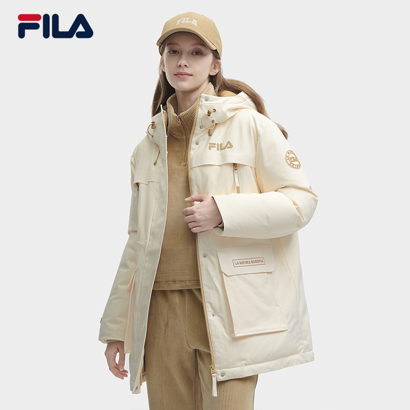 【反季清仓】Fila/斐乐女款加厚保暖中长裤款派克羽绒服F61W449904A
