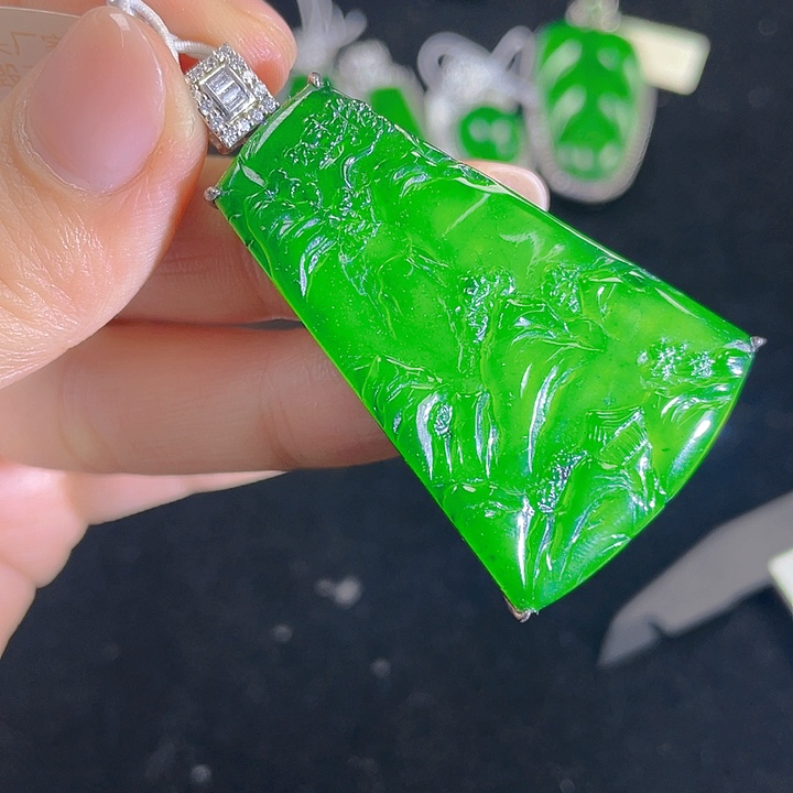 翡翠吊坠(不含链)银S925镶嵌