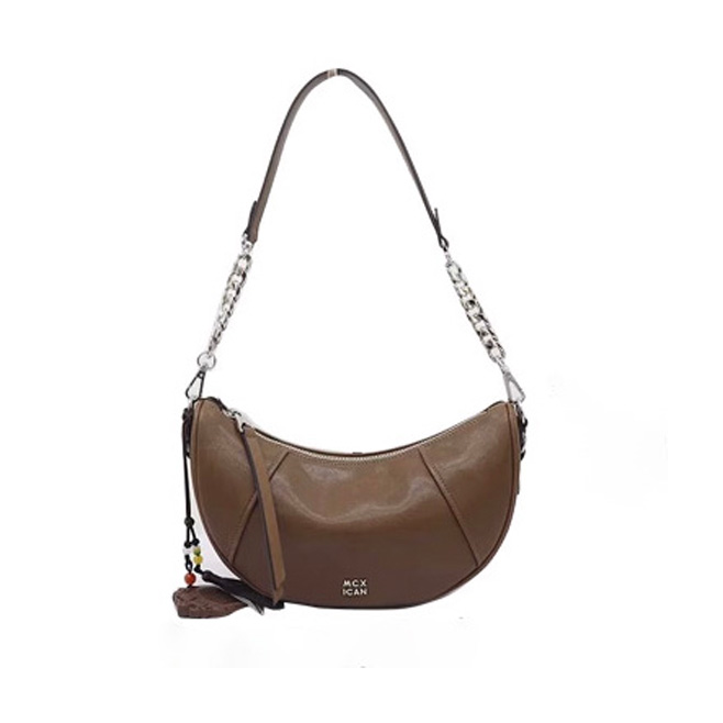 稻草人女包真皮牛角包包当季新款腋下包小众大容量牛皮斜跨包