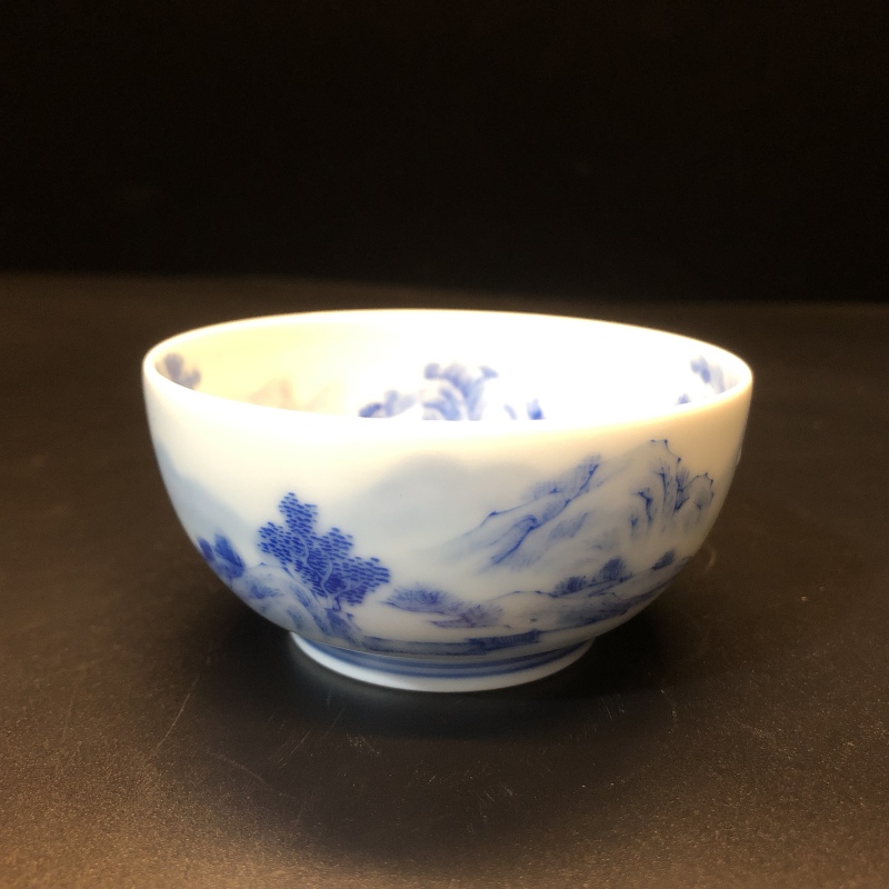 12.23/N100300/00317/守一斋/青花内绘山水主人杯/口径8/高4/75cc