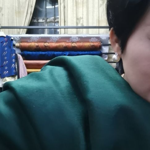 蚕丝2米双面山羊绒布料墨绿