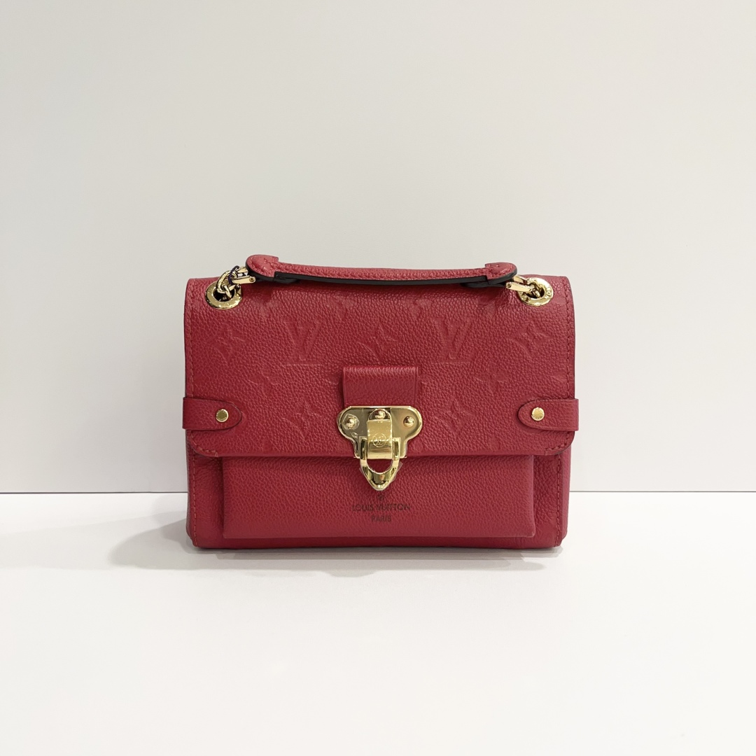 95新 LouisVuitton/路易威登 蔚蓝/Vavin红色 压纹老花 链条包