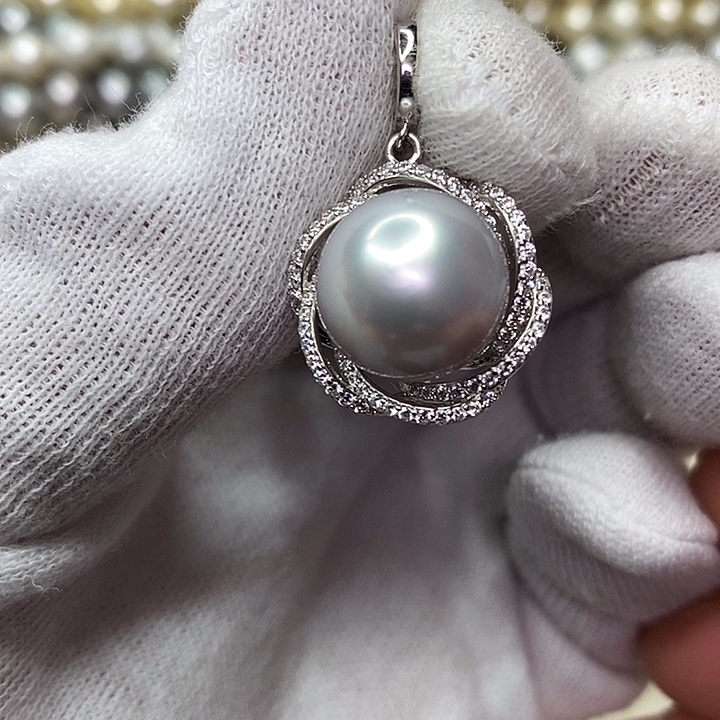 海水珍珠银S925镶嵌颈饰