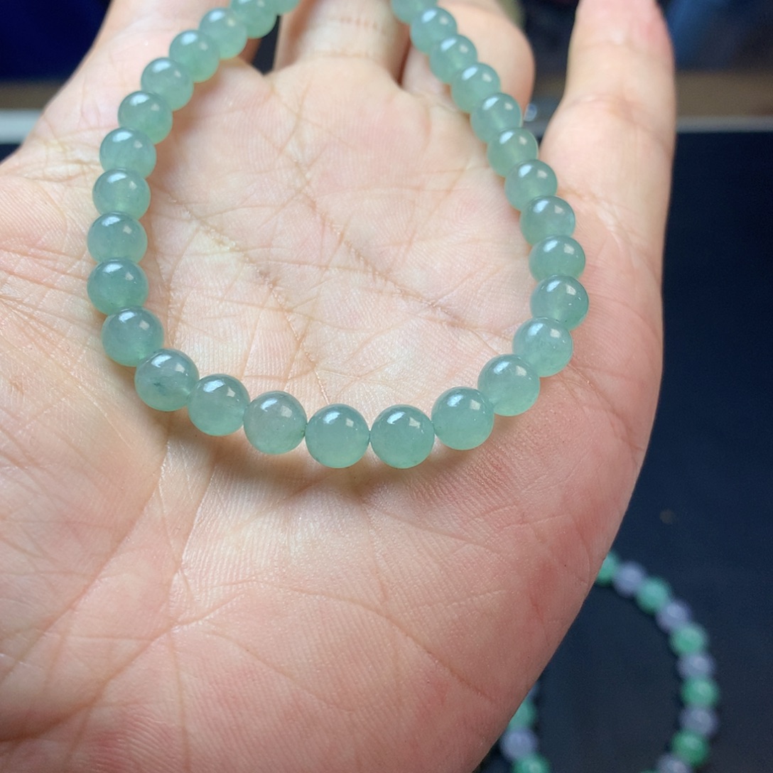 定制翡翠未镶嵌卡6.4晴底手串