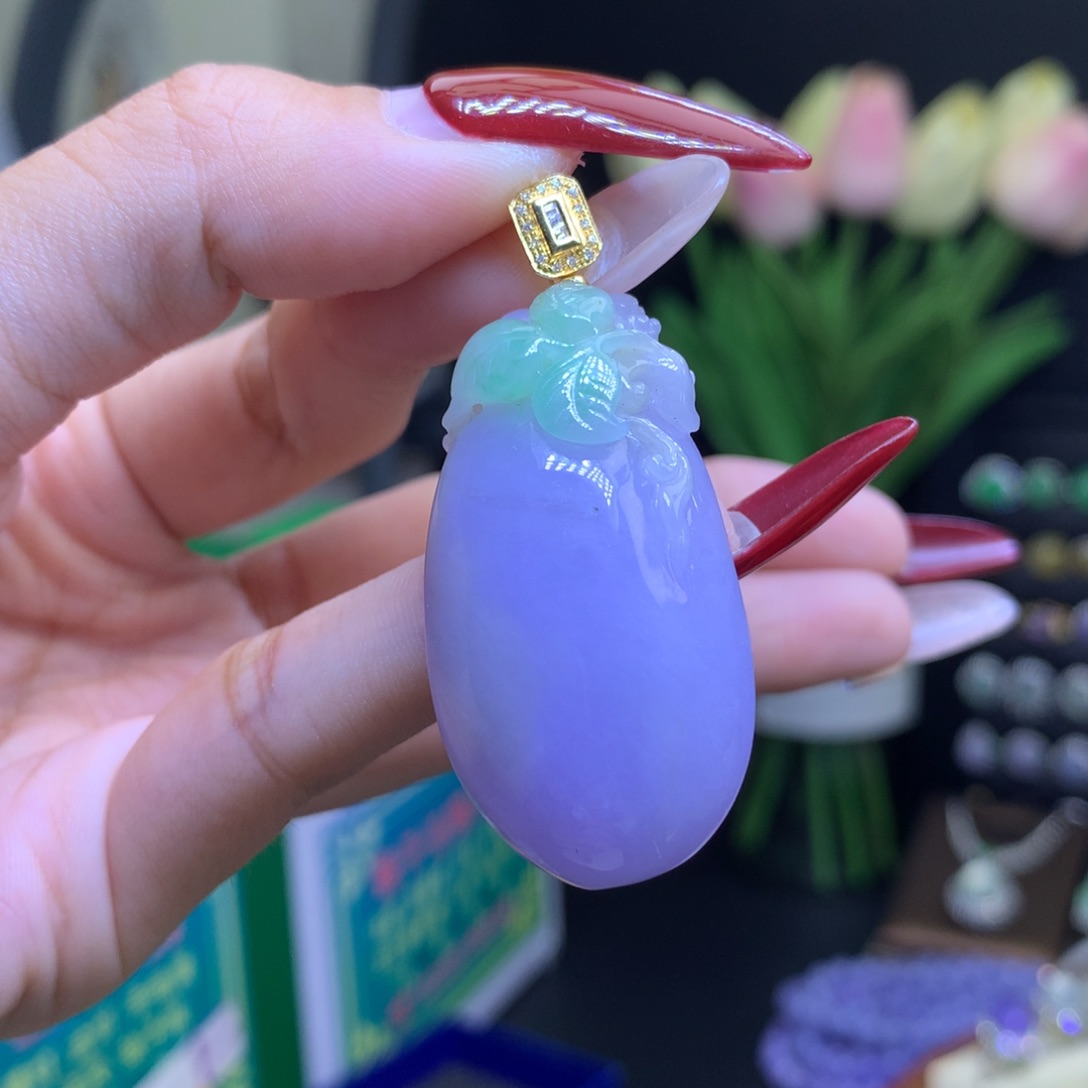 翡翠颈饰18K金镶嵌天然