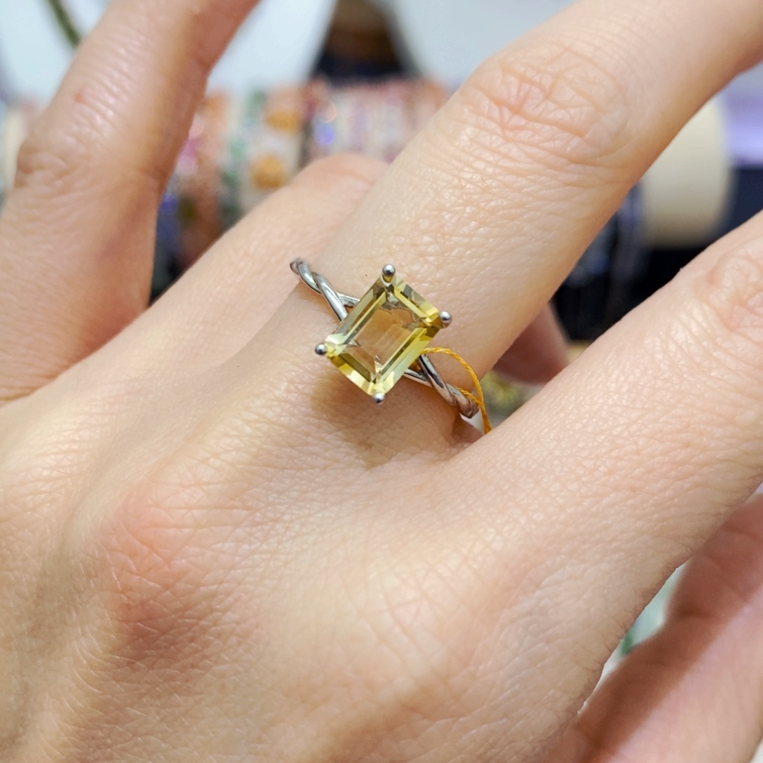 黄晶戒指银S925镶嵌戒指