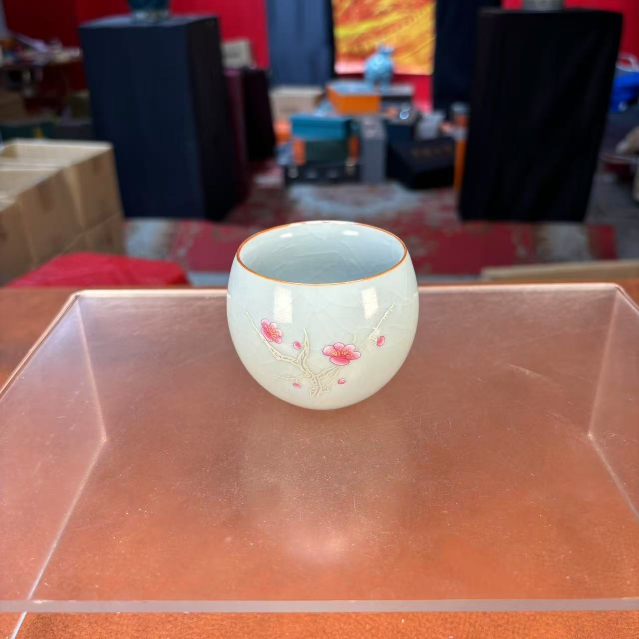 秋香茶具  天蓝龙蛋主人杯茶杯品茗杯-2955