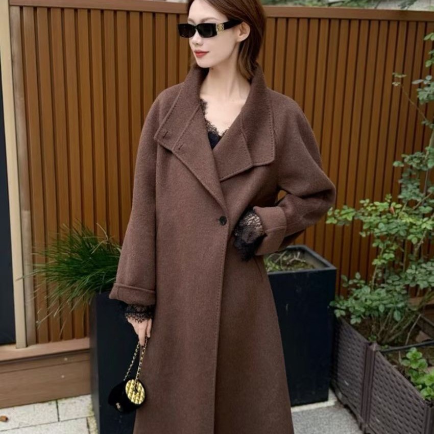 易缔媤千金风立领双面呢中长款显瘦气质时尚毛呢外套