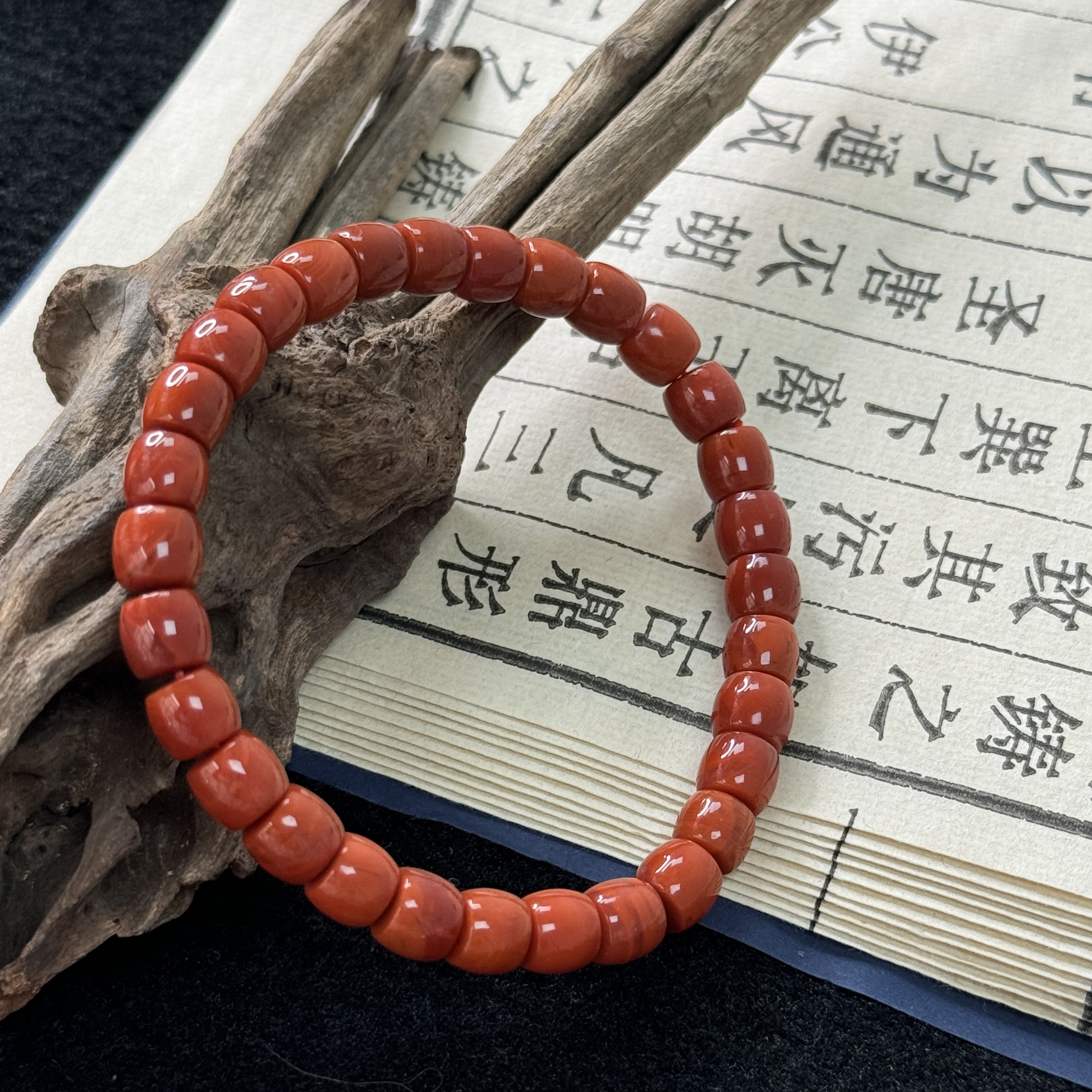 【真石】南红瓦西直切单圈手串 7*6mmZSA081EBE002