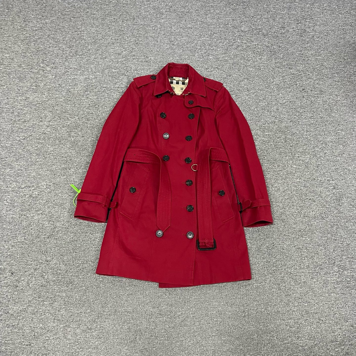 99新 AMIPARIS Burberry 红色风衣uk8 双皇冠桑德林汉姆